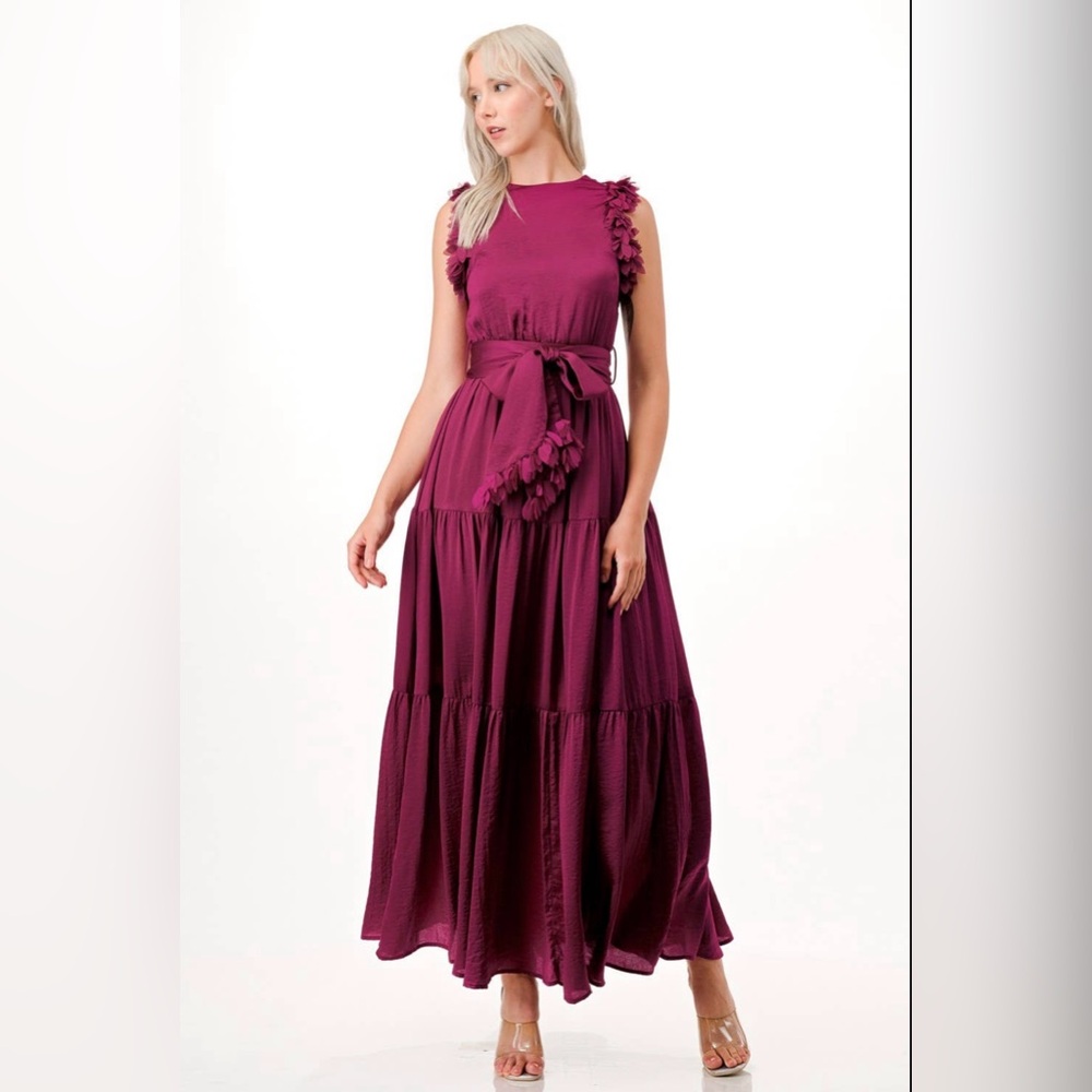 NWT Boutique Alora Magenta Sleeveless Maxi Dress - Picture 3 of 6